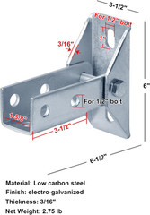 Adjustable Strut Channel Bracket Set, 1-5/8″ Fitting, 3/16″ Thickness, 2 Pcs