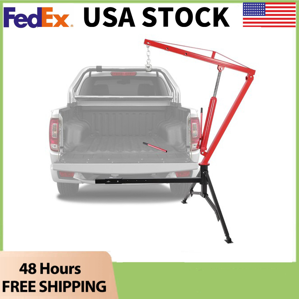 ⭐1000Lb Receiver Hitch Mounted Hydraulic Swivel Pickup Truck Crane W/3 Boom Capa