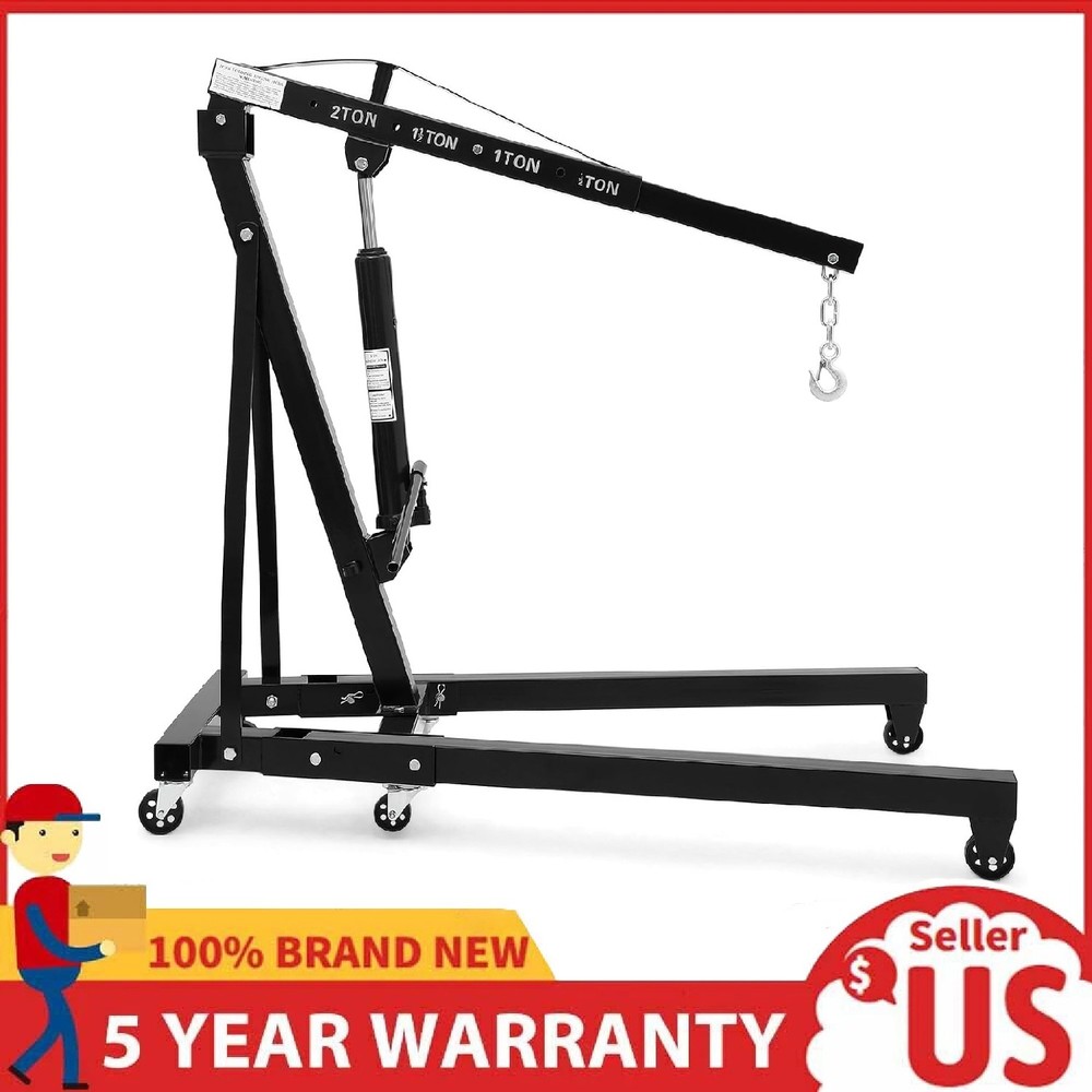 Hydraulic Engine Hoist ,2 Ton Heavy Duty Cherry Picker Shop Crane with 6 Casters