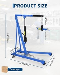1.5 Ton Hydraulic Engine Hoist ,Portable Cherry Picker Shop Crane Lift 3000 LBS