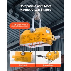 Heavy Duty Magnetic Lifter 1320 lbs w/ Release Handle & Hook
