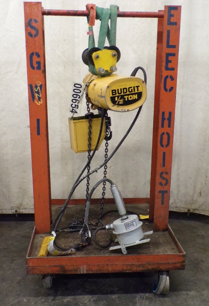 BUDGIT ELECTRIC CHAIN HOIST, 115844-3, 1/2 TON, WITH CONDUCTIX WAMPFLER, CA11524
