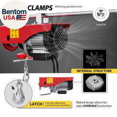 Electric Hoist, 110V 440 Lbs Winch with Remote Control, Zinc-Plated Steel Wire H