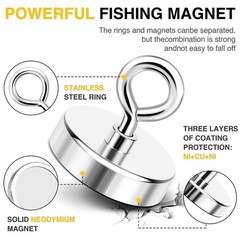 DIYMAG Neodymium Fishing Magnets, 200 lbs(90 44mm(1.75 inches), Single Hole