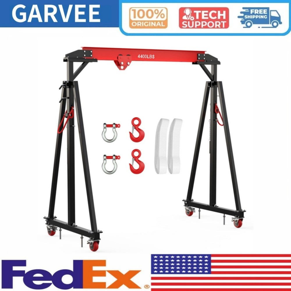 2 Ton Adjustable Gantry Crane, 4400 LBS Portable Steel i-Beam Hoist with 12 Lock
