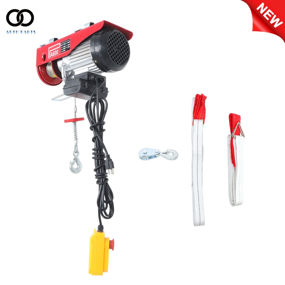 1320lbs Mini Electric Hoist 14ft Wired Remote Control 1150W 20-40ft Height 110V