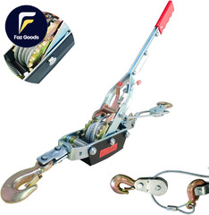 Come along Winch 000 Lbs/5T Pulling Capacity 2Ft Steel Cable 3 Hooks Dual Gear