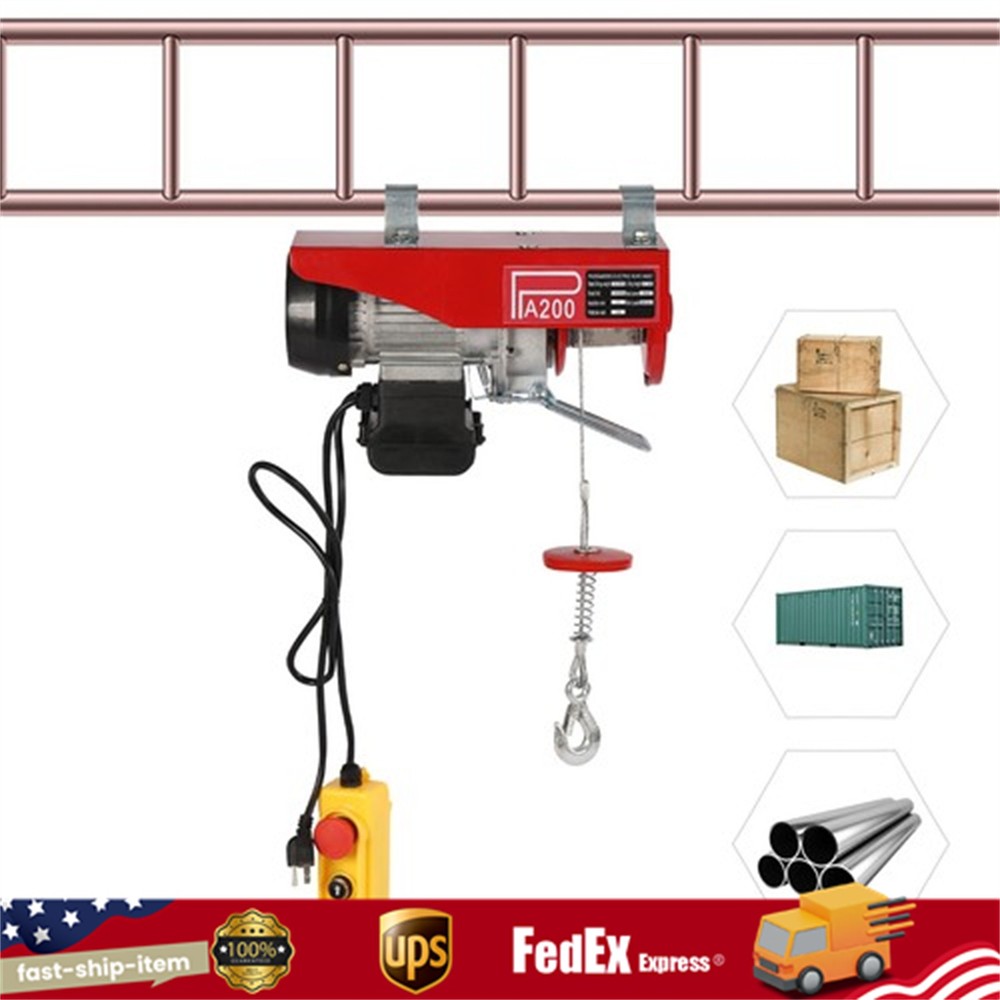 440LBS Electric Hoist Winch Engine Crane with Remote Control 110V
