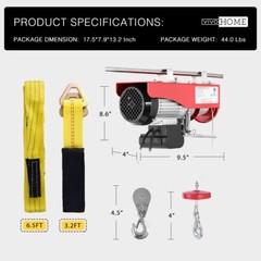 Electric Hoist 110V 1320 Lbs Steel Wire Remote Control Garage Warehouse Factory