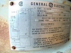 General Electric Shunt Brake 10OHMS, for 125 volts , A102J1AA1