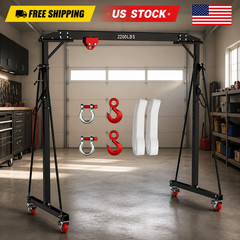 Adjustable 1 Ton / 2 Ton (2200/4400 lbs) Portable Garage Try Crane 12-Position