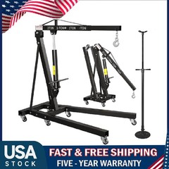 2 Ton Folding Engine Hoist Shop Crane with 3/4Ton Underhoist Support Stand Combo