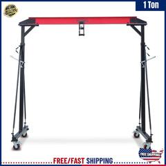 MAX 2200 LBS 1 Ton Adjustable Shop Gantry Crane H96.5″-143.7″ Lift Steel Hoist