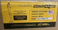 OZ LIFTING PRODUCTS OZ1200DAV COMPOZITE DAVIT CRANE, ELECTRIC WINCH 49P538 NEW!!