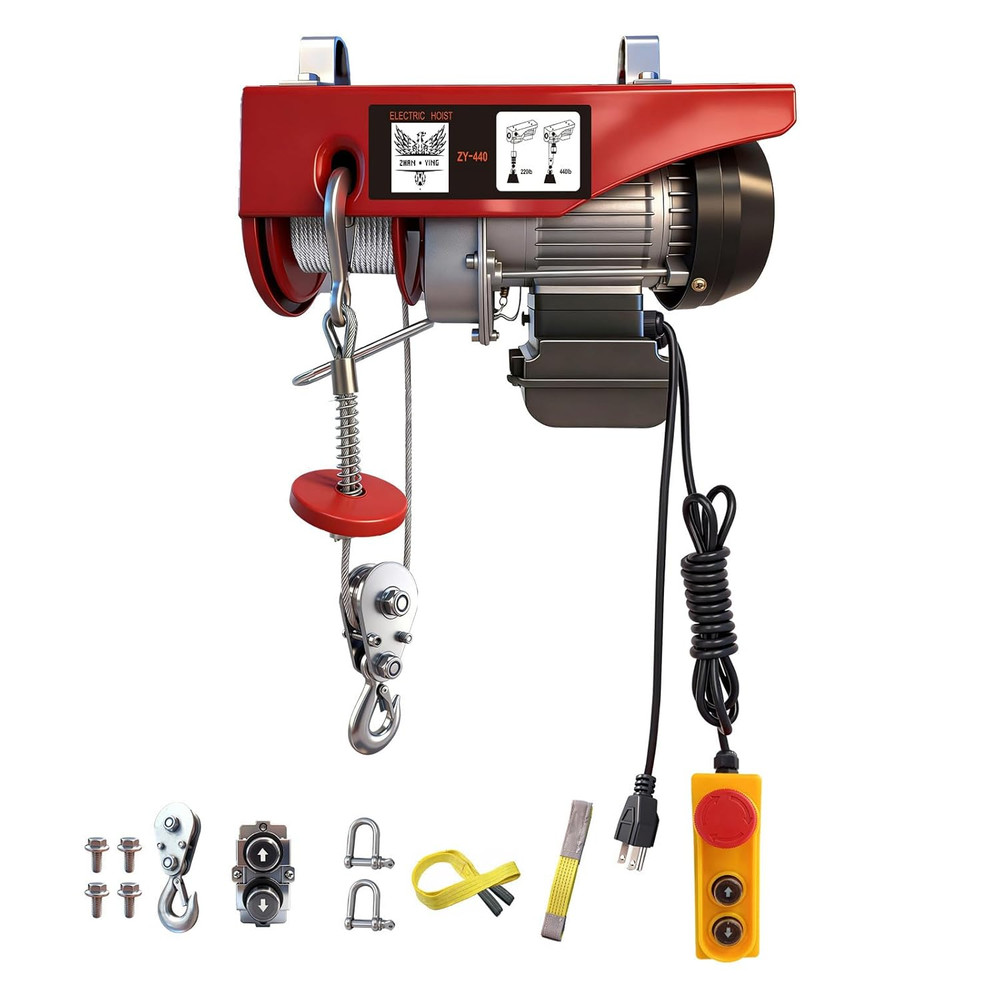 Electric Hoist, 440 Lbs Material Handling Tool, 110V Electric Winch with 14Ft Wi