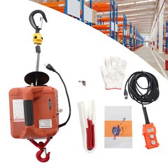 110V Portable Electric Hoist Winch Engine Crane Lifting wired Remote 1100lbs