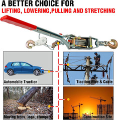 5 Ton Come Along Winch Dual Gear Steel Cable Puller Hoist Vehicle Rescue Hand To