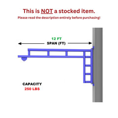 GORBEL WORK STATION JIB CRANE, WALL MOUNTED – 250 LB CAPACITY, SPAN 12 FT
