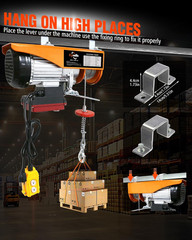 2-in-1 Electric Hoist with Remote, 440lbs Capacity, 65.6ft Lift Height