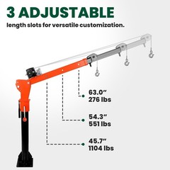 1100 lbs Electric Pickup Truck Crane, Hoist Crane 360° Truck-Mounted Crane