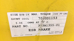 Zenar 303A1355-01 Used ESB-19 Brake Assembly Shunt Coil 7000D1153 3.06 Ohms