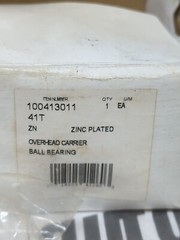 OVERHEAD CARRIER BALL BEARING,100413011, 41T ZN ZINC PLATED NOS