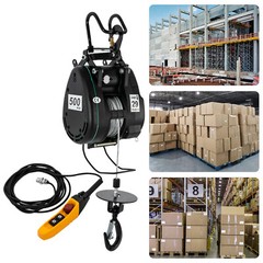 1100 lbs Electric Hoist Winch Engine Crane Lift 95ft Lifting Wired Control 1800W