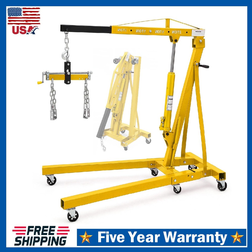 2 Ton Engine Hoist Lift with Lever ,Folding Hydraulic Cherry Picker Shop Crane