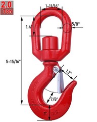 3 Ton Swivel Lifting Hook Heavy Duty, Round Rotating Hook with Safety Latch, …