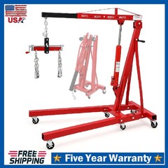 2 Ton Engine Hoist w/ Lever, 4400LBS Folding Cherry Picker Shop Crane Hoist Lift