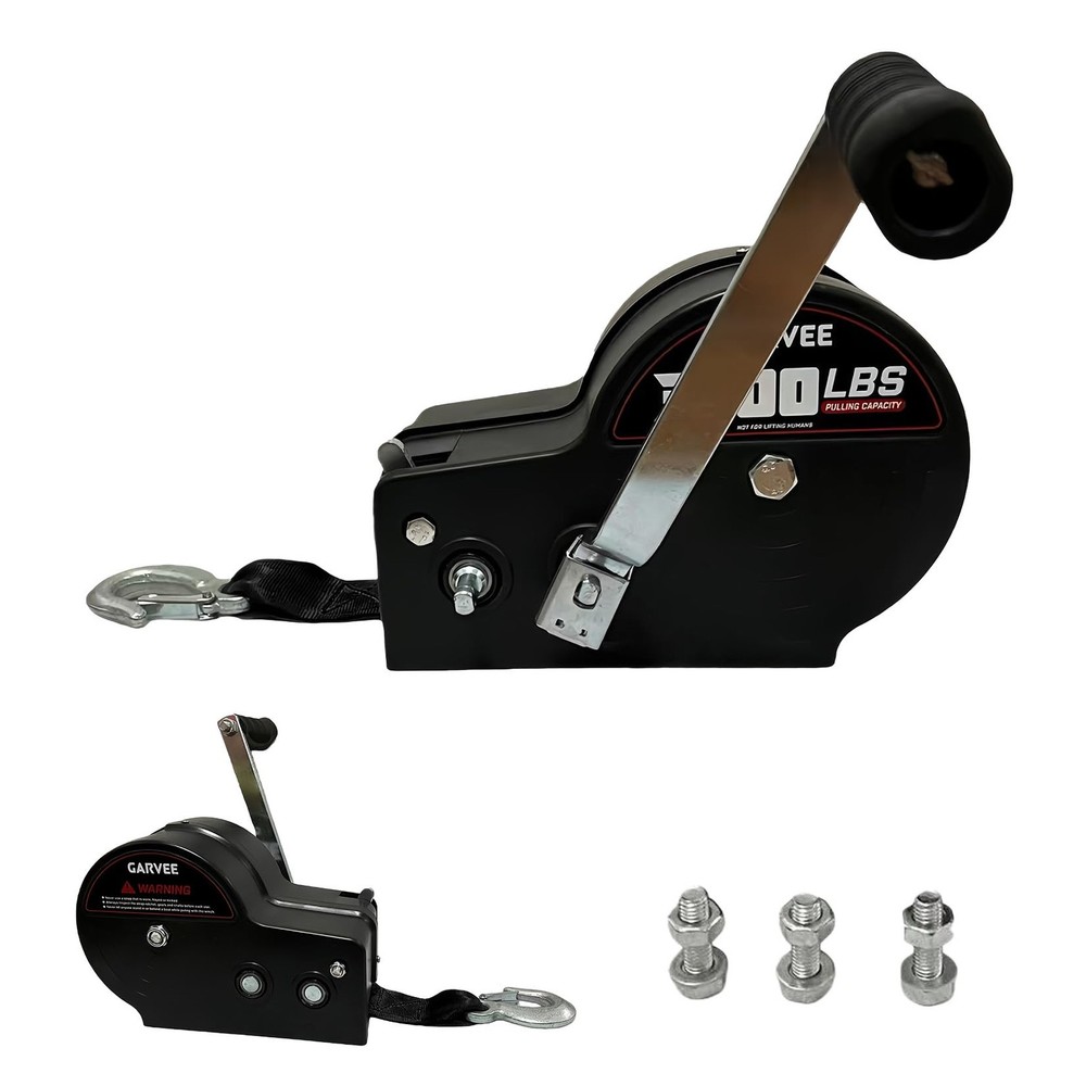 3500lbs Hand Winch with 33ft Strap 4:1/8:1 Gear Ratio for Boat Trailer Truck RV