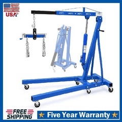 2 Ton Engine Hoist with Lever Folding Hydraulic Cherry Picker Shop Crane 4400Lbs