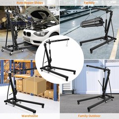 Hydraulic Engine Hoist ,2 Ton Heavy Duty Cherry Picker Shop Crane with 6 Casters