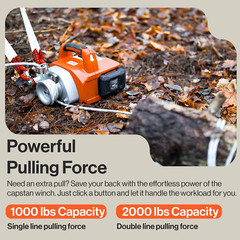 Capstan Winch – Cordless Brushless Motor 2000Lb Max Pull Force Portable Li-Ion