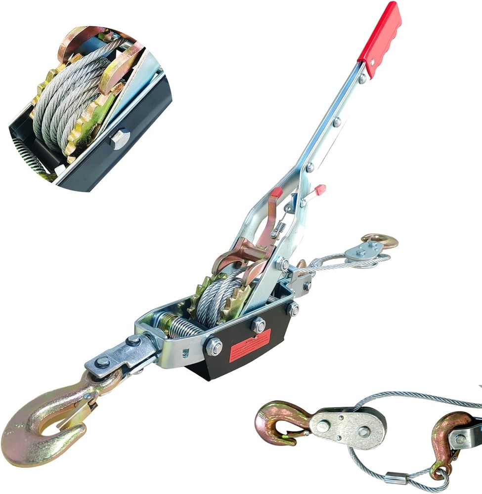 Come along Winch – 11000 Lbs/5T Pulling Capacity,12Ft Steel Cable,3 Hooks,Dual G