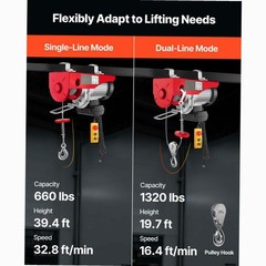 1320lb Hoist 40ft Height Steel Wire for Garage