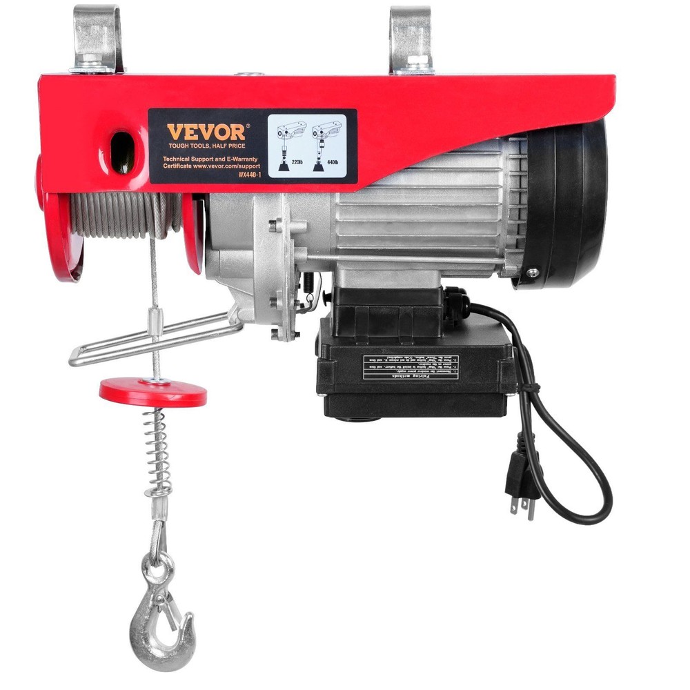 440 lbs 110V Electric Steel Wire Winch with Wireless Remote Control 480W Power