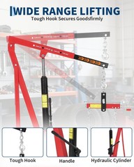 Hydraulic Engine Hoist ,1.5 Ton Portable Cherry Picker Shop Crane Lift 3000 LBS