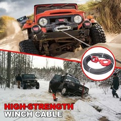 Heavy-Duty Winch Cable, 3/8″ × 100′ Steel Cable with Self-Locking Swivel Ho