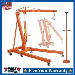 2 Ton Engine Hoist Lift Cherry Picker with 3/4Ton Underhoist Support Stand Combo