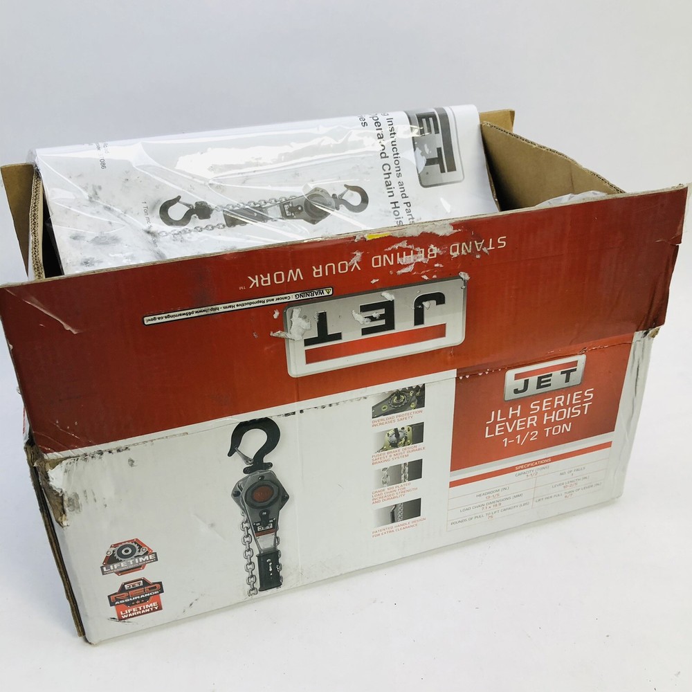 JET JLH SERIES #JLH-150W0-15 LEVER HOIST 1 2/2 TON STOCK NO 376302