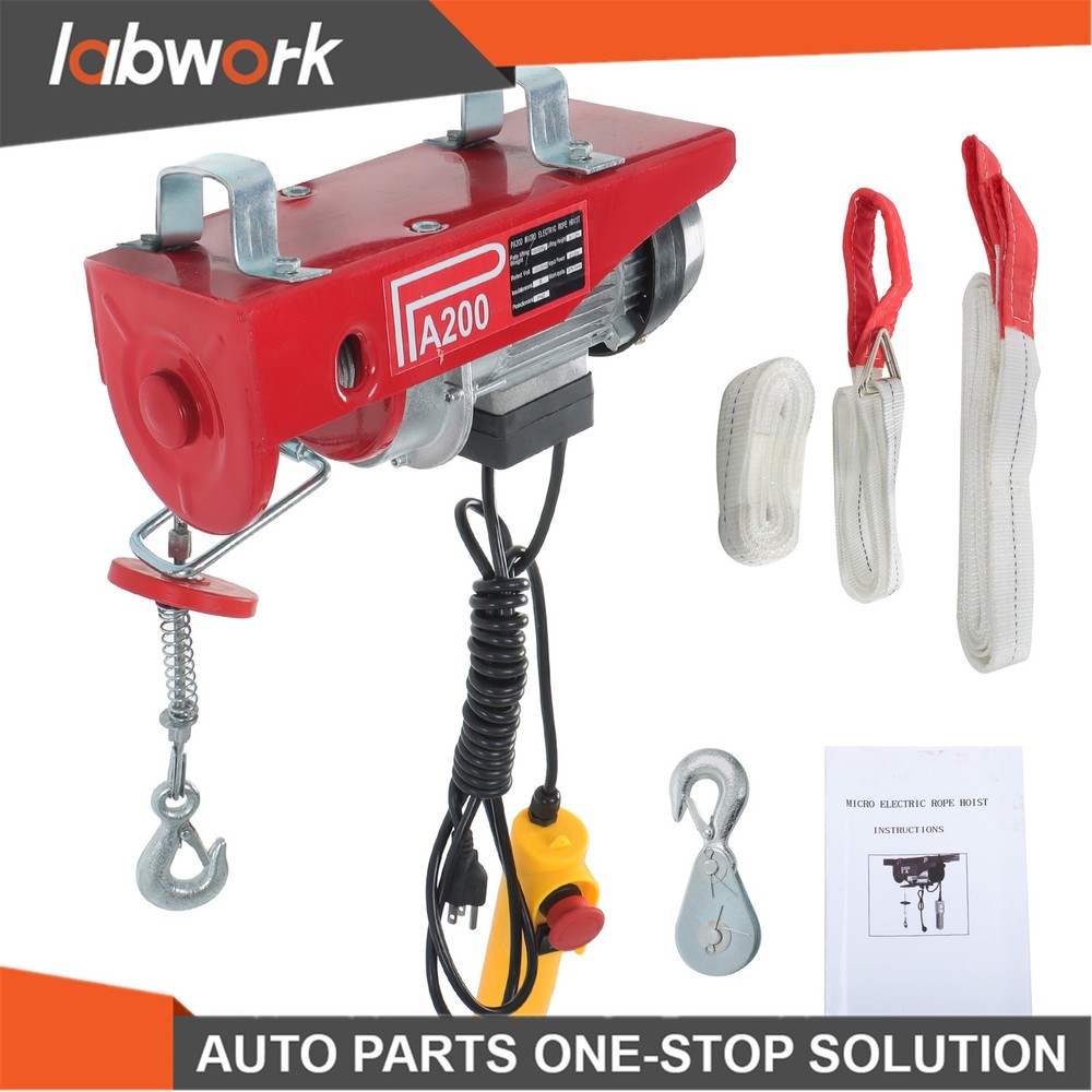 Labwork 440 lbs Lift Electric Hoist 110V Electric Winch Single/Double Slings