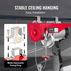 110V Wireless Remote Control Electric Hoist 880lbs 40ft/20ft Lifting Height Pure