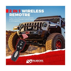 RUGCEL WINCH 13500lb Synthetic Rope Winch 12V Waterproof Electric Winch,2 in …