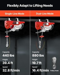 880lbs Electric Hoist with Wireless Remote Control, 110v Electric Hoist with Rem