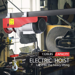 Electric Hoist, 110V 1320 Lbs Winch with Remote Control, Zinc-Plated Steel Wire