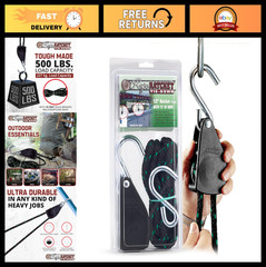 Heavy Duty 1/2″ Rope Ratchet Hoist with Locking Pulley, 15′ Adjustable Hanger, 5