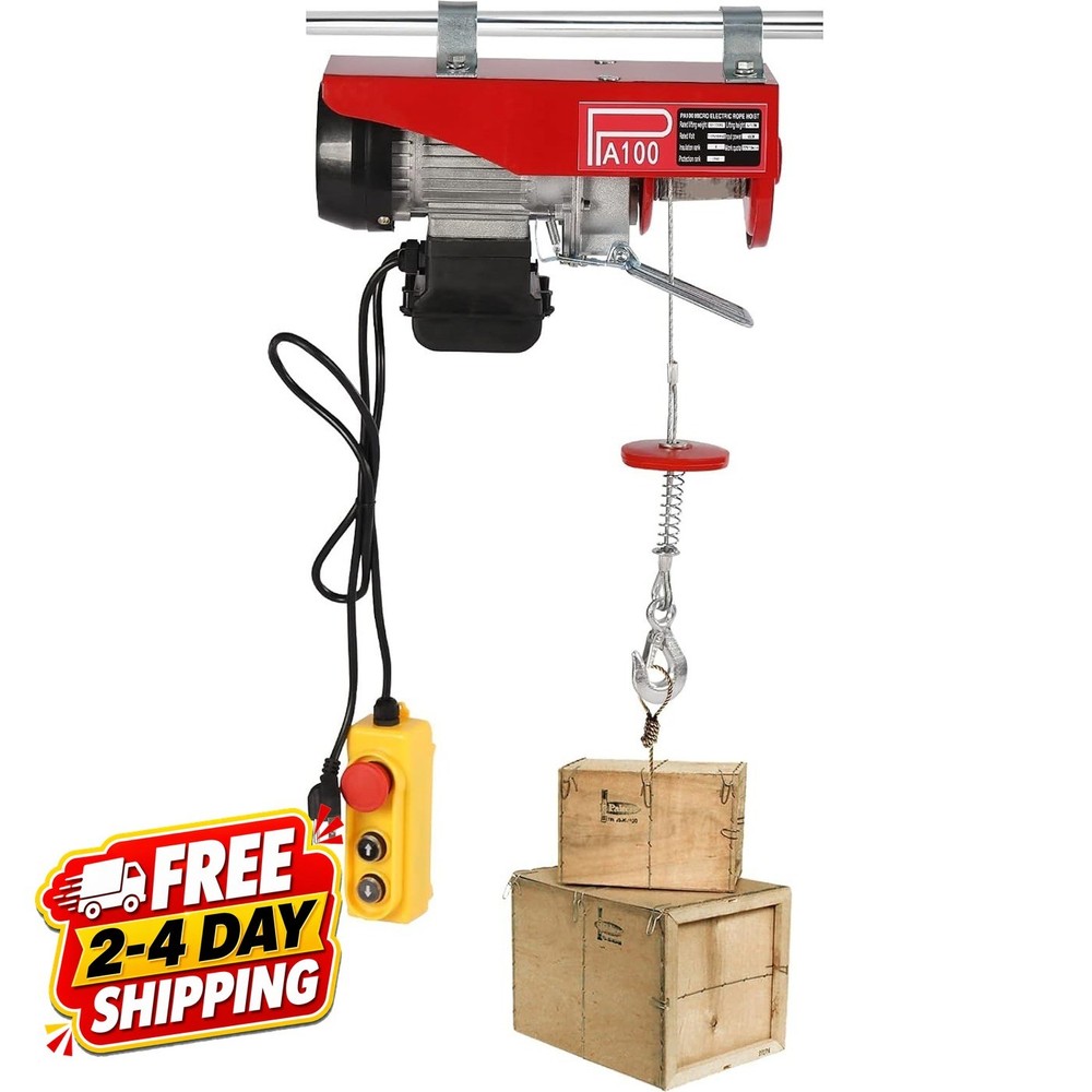 Electric Hoist Winch 220lbs 110V Portable Wired Remote Control Crane