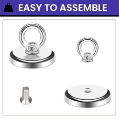 MIKEDE Strong Neodymium Fishing Magnets 6 Pack, 1.26″(32 mm)-100lbs, Silver