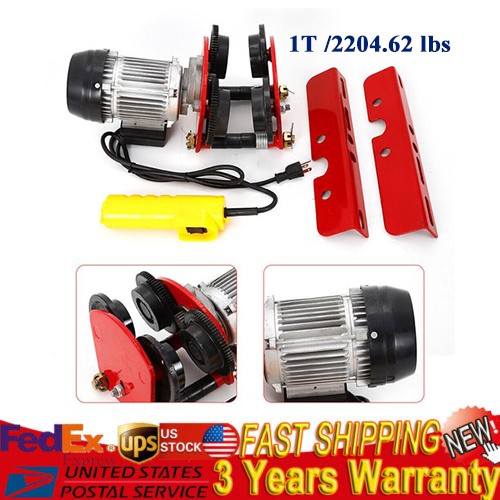 1 Ton 2204lb Electric Hoist Trolley Overhead Motor Winch Hoist Lift Garage Crane